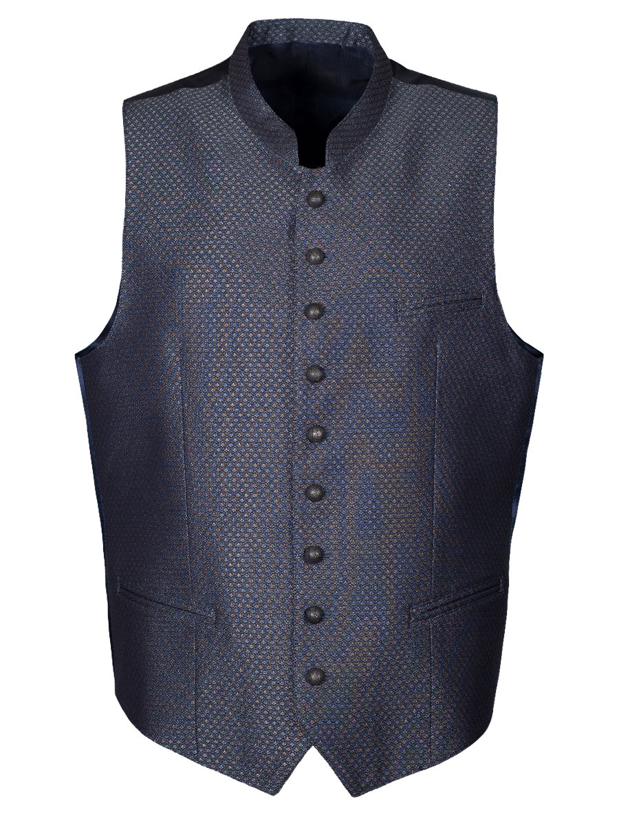 Schloß Orth Herrenweste Belvedere, blau gemustert #1