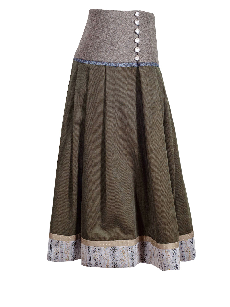 Die Rockmacherin Sattelrock Mooskissal, Feincord, Falten, oliv, C #3