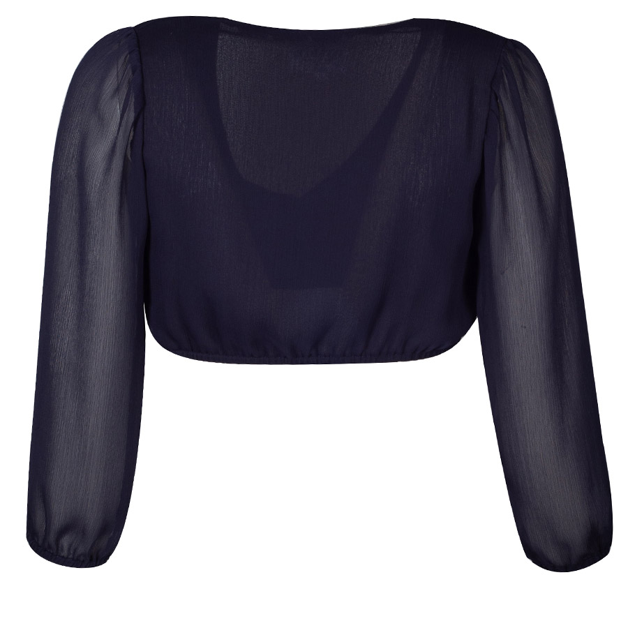 Wenger Dirndlbluse Petra dunkelblau, V-Ausschnitt, luftig, 3/4-Arm #3