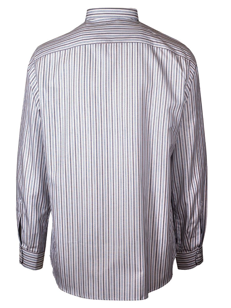 Arzberger Herrenhemd, rot-blau, gestreift, Liegekragen, Pfoad #3