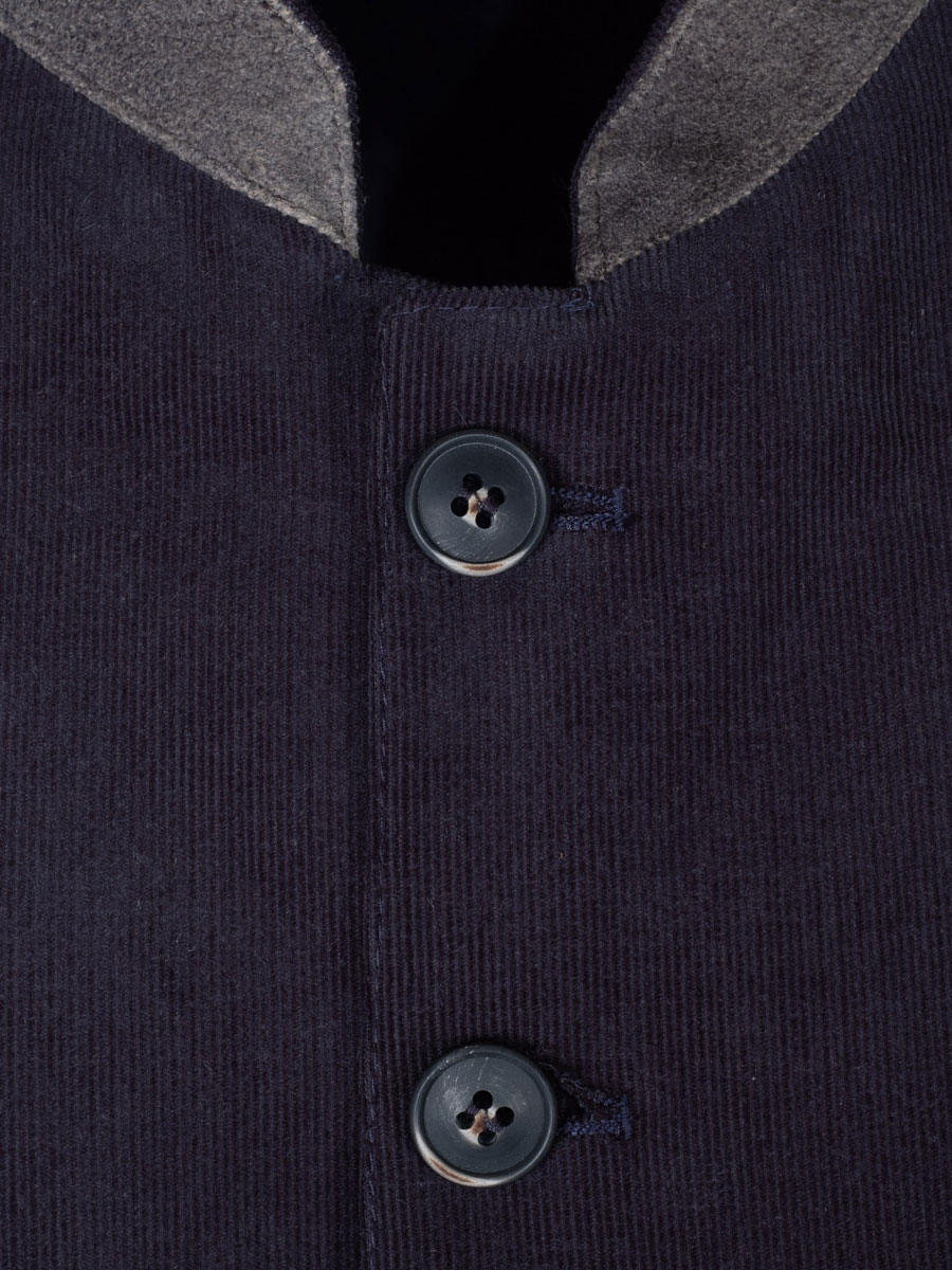 Schloß Orth Feincord Weste Brienz, marine, grauer Kragen #2