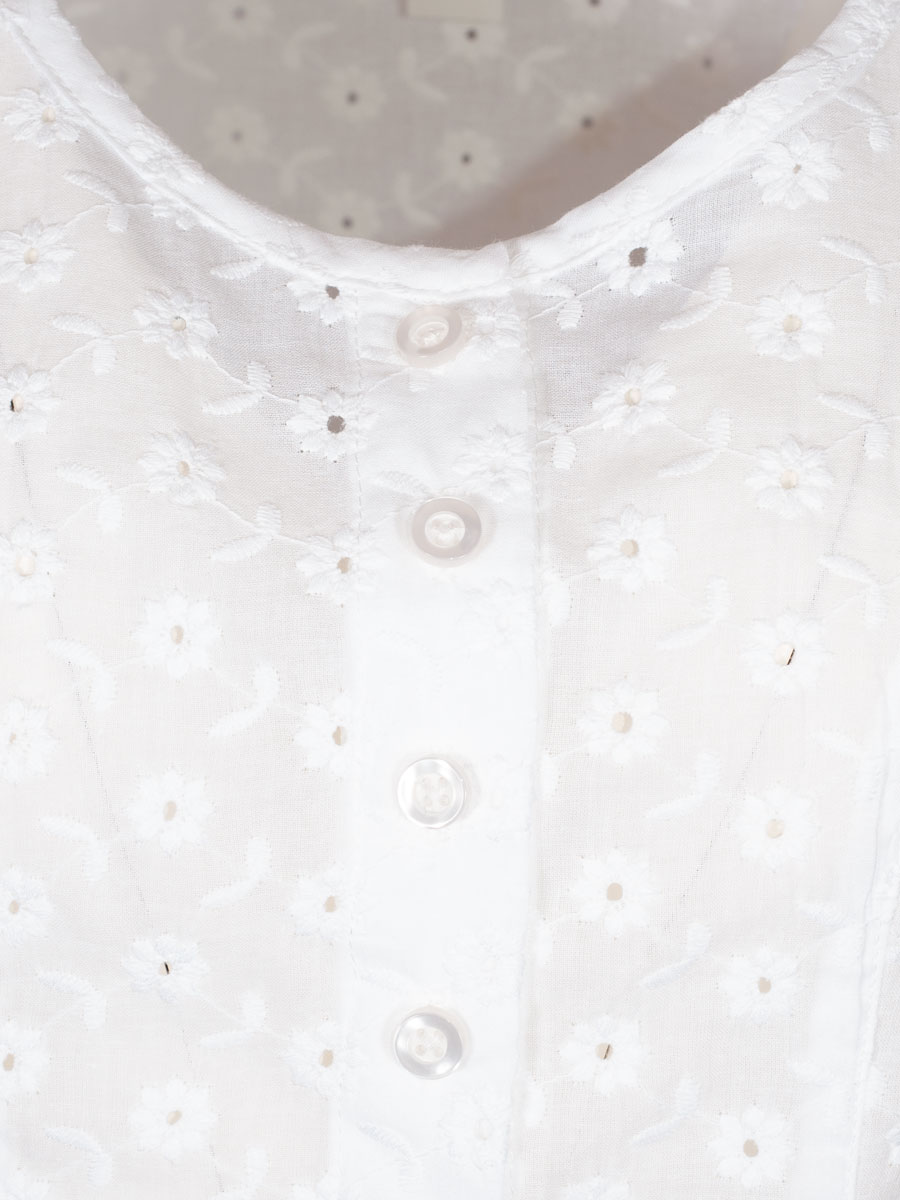 Hammerschmid Manuela Spenzerbluse, weiß, Kurzarm, in sich gemustert, Blümchen #4