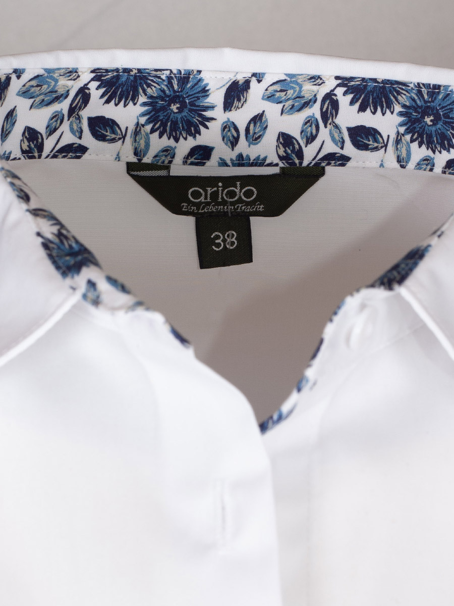 Arido Damenbluse, weiß, blaues Blumenmuster, 3/4-Arm #2