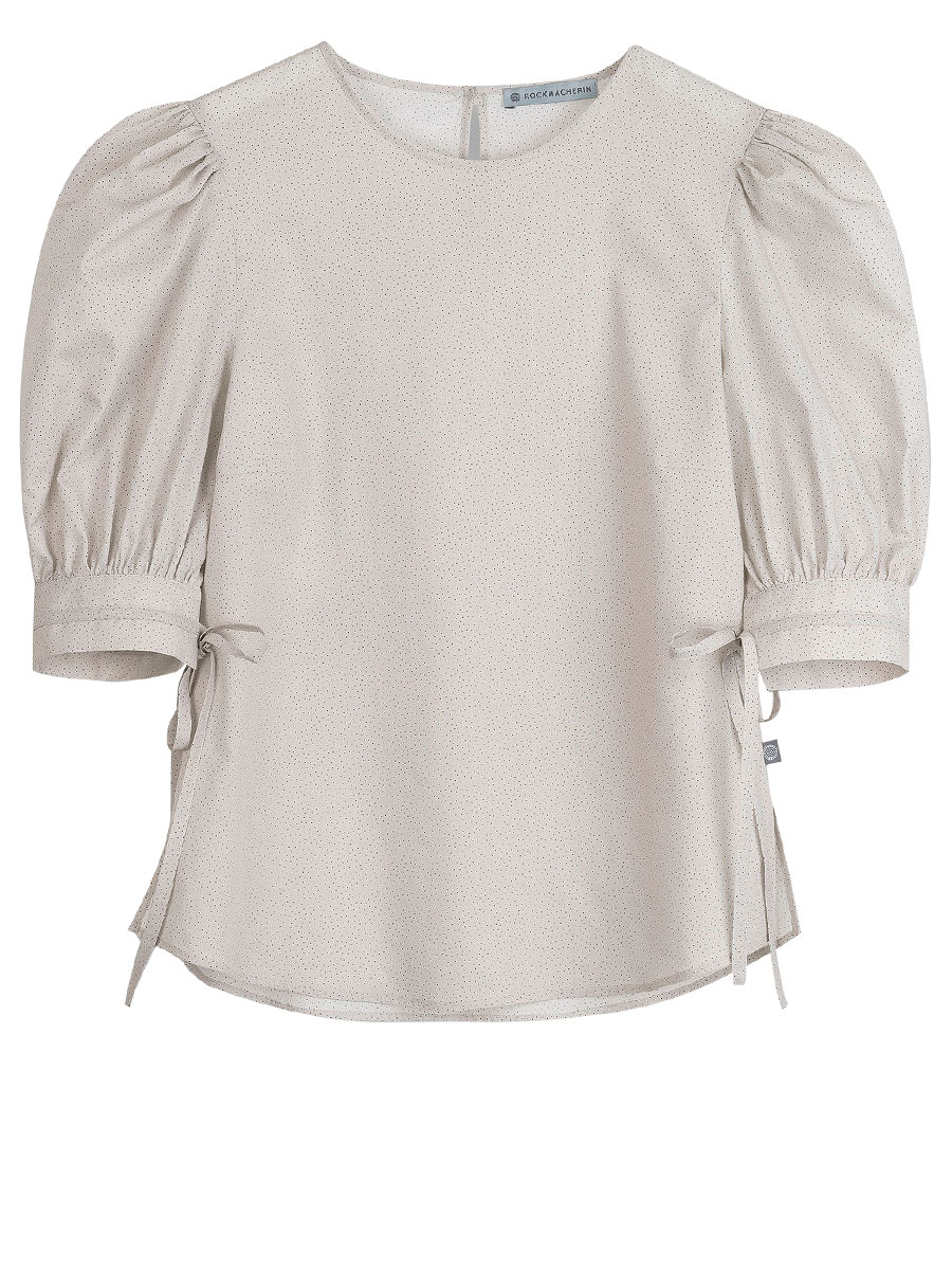 Rockmacherin Bluse Tula, beige, gepunktet, Puffarme #1