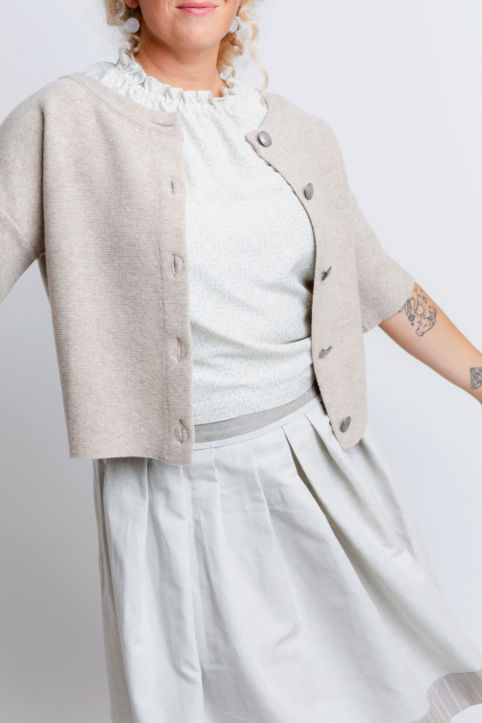 Die Rockmacherin Bluse Edda, Top, weiß-grau gemustert, luftig #3