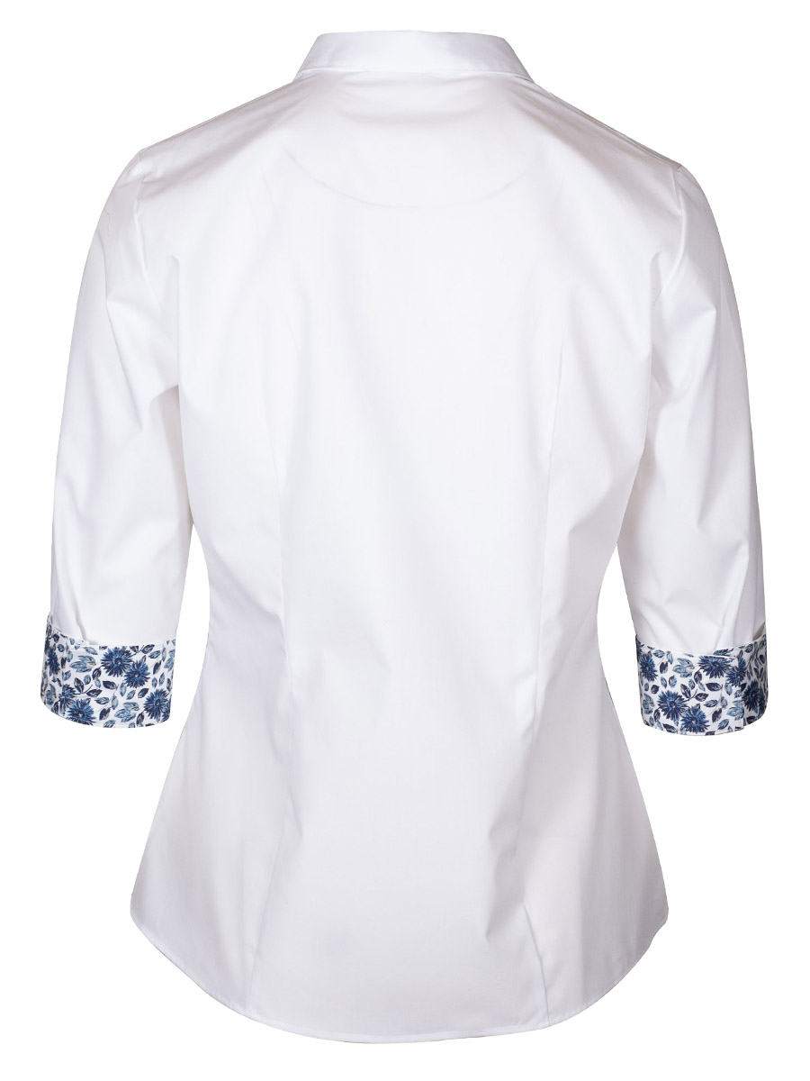 Arido Damenbluse, weiß, blaues Blumenmuster, 3/4-Arm #3