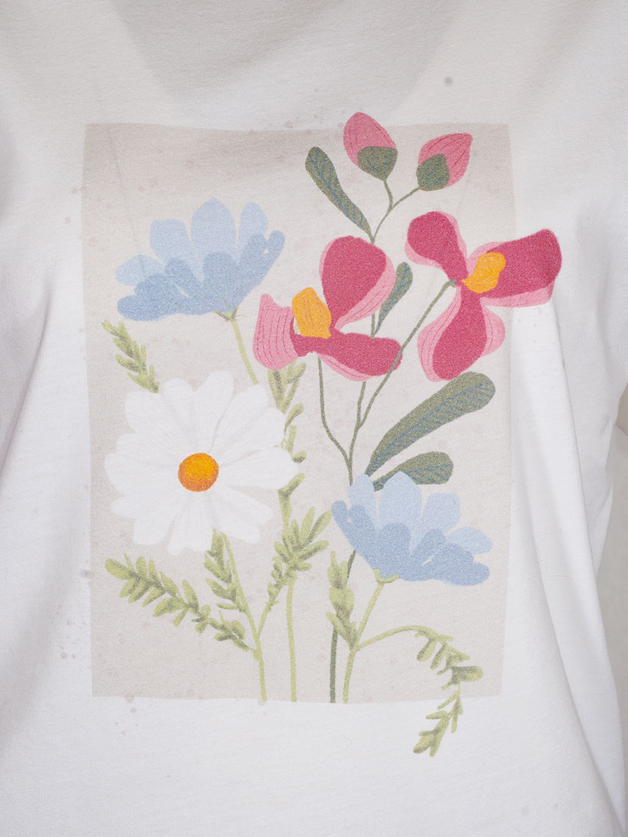 Feli und Hans Sylvie T-Shirt, weiß, Fotoprint Blumen #3