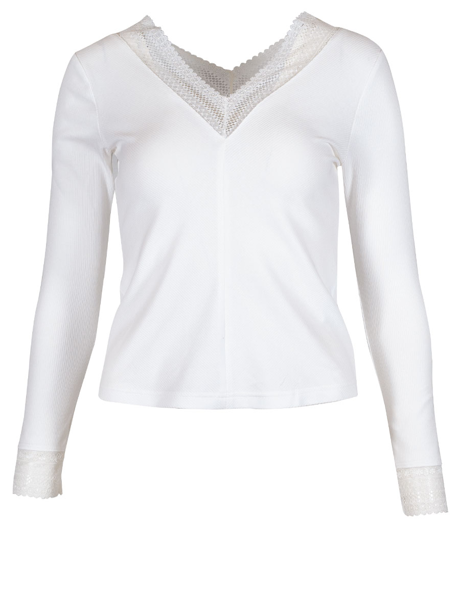 Feli und Hans Langarmshirt Patersdorf, ecru, Spitzenausschnitt #1