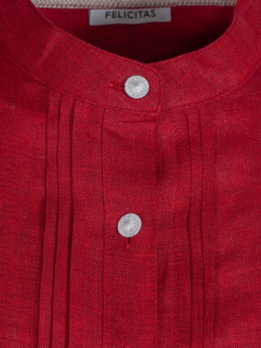 Moser Kleo Leinenkleid, rot, Kurzarm, hochgeschlossen #6