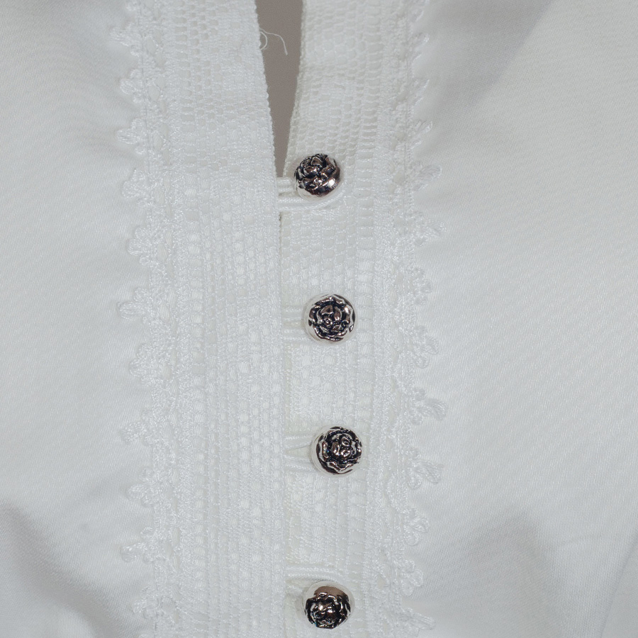 Anno Domini Design Dirndlbluse Indra, weiß, Spitze, hochgeschlossen, Schließe #3