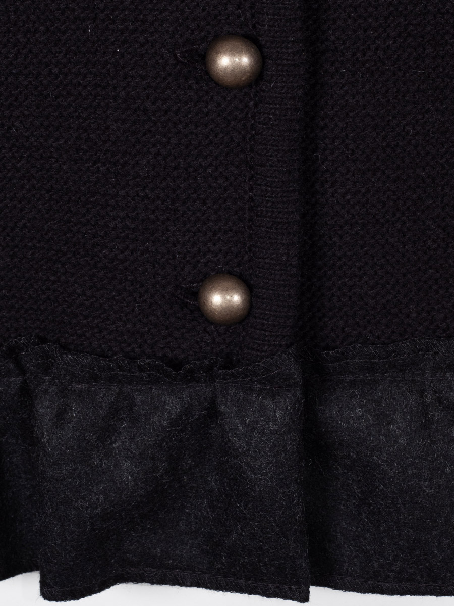 hausg'macht Kapuzen-Strickjacke Heike, schwarz, Rüschenborte #5