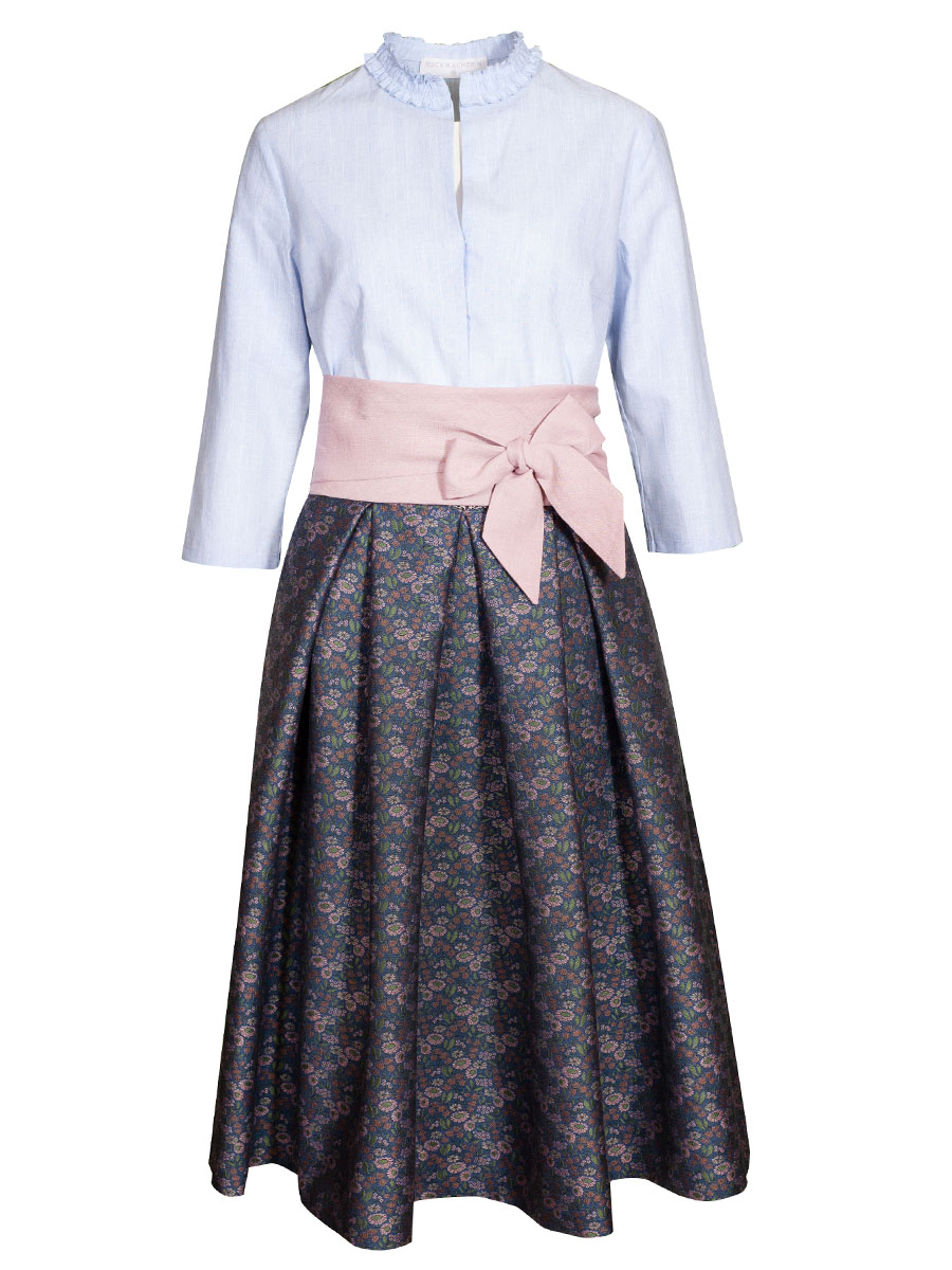 Die Rockmacherin Rock Münter, Falten, blau gemustert Blumenmuster #2