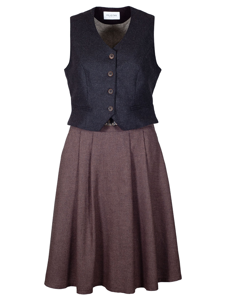 Feli und Hans Damenrock Rosa, kaffeebraun, Gürtel mit Schnalle #2