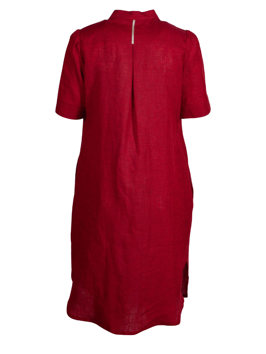Moser Kleo Leinenkleid, rot, Kurzarm, hochgeschlossen #3