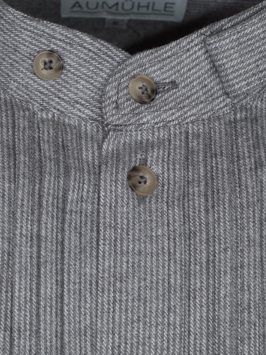 Waldorff Trachtenhemd mittelgrau, gestreift, Pfoad, Stehkragen #2