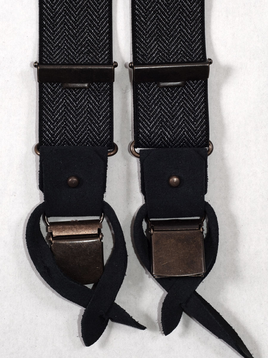 Steiner Hosenträger schwarz, Fischgrat, mit Klips und zum Anknöpfen #2