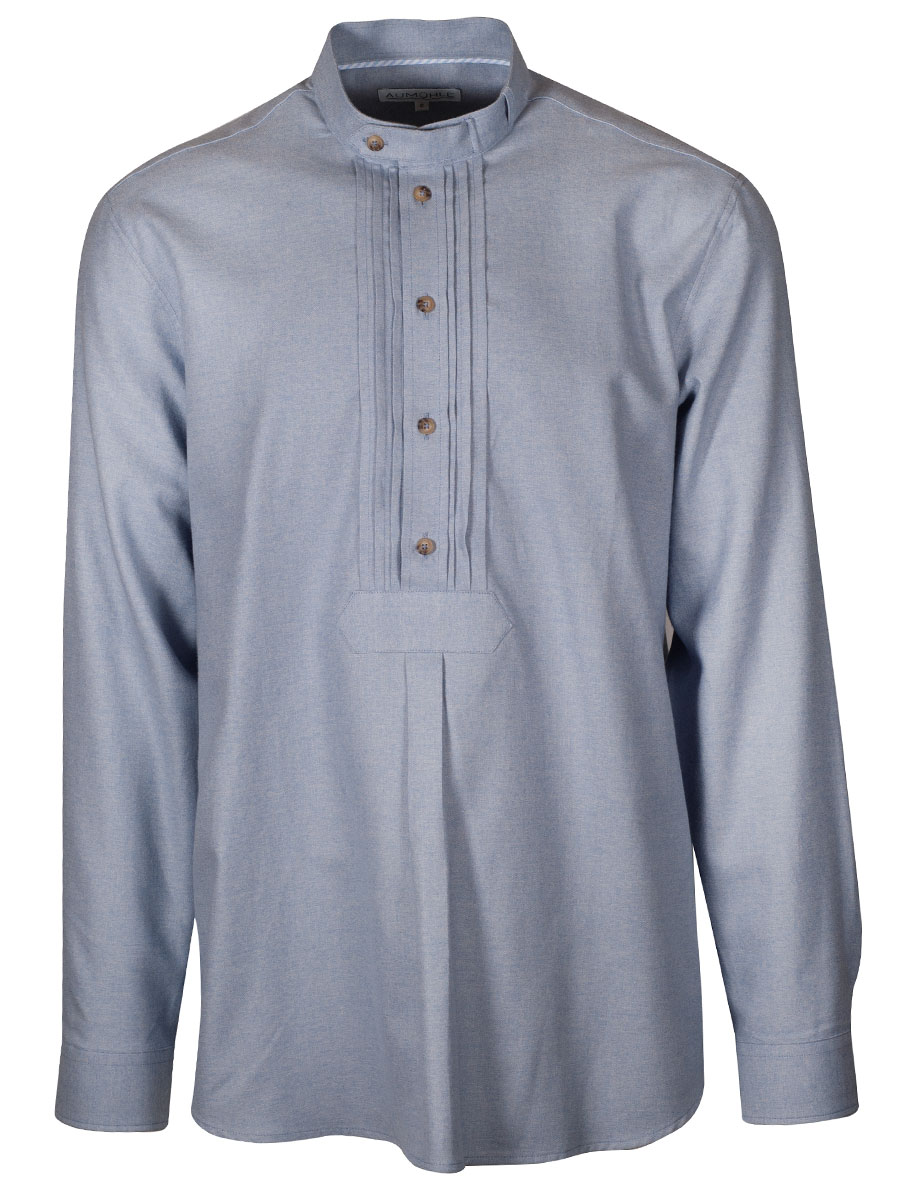 Waldorff Trachtenhemd Herren, hellblau, Pfoad, Stehkragen #1