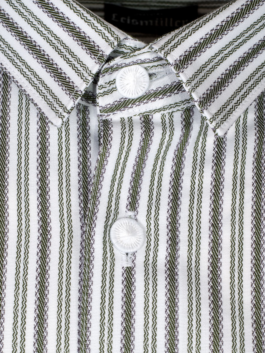 Arzberger Herrenhemd, grün-beige, gestreift, Liegekragen, Pfoad #2