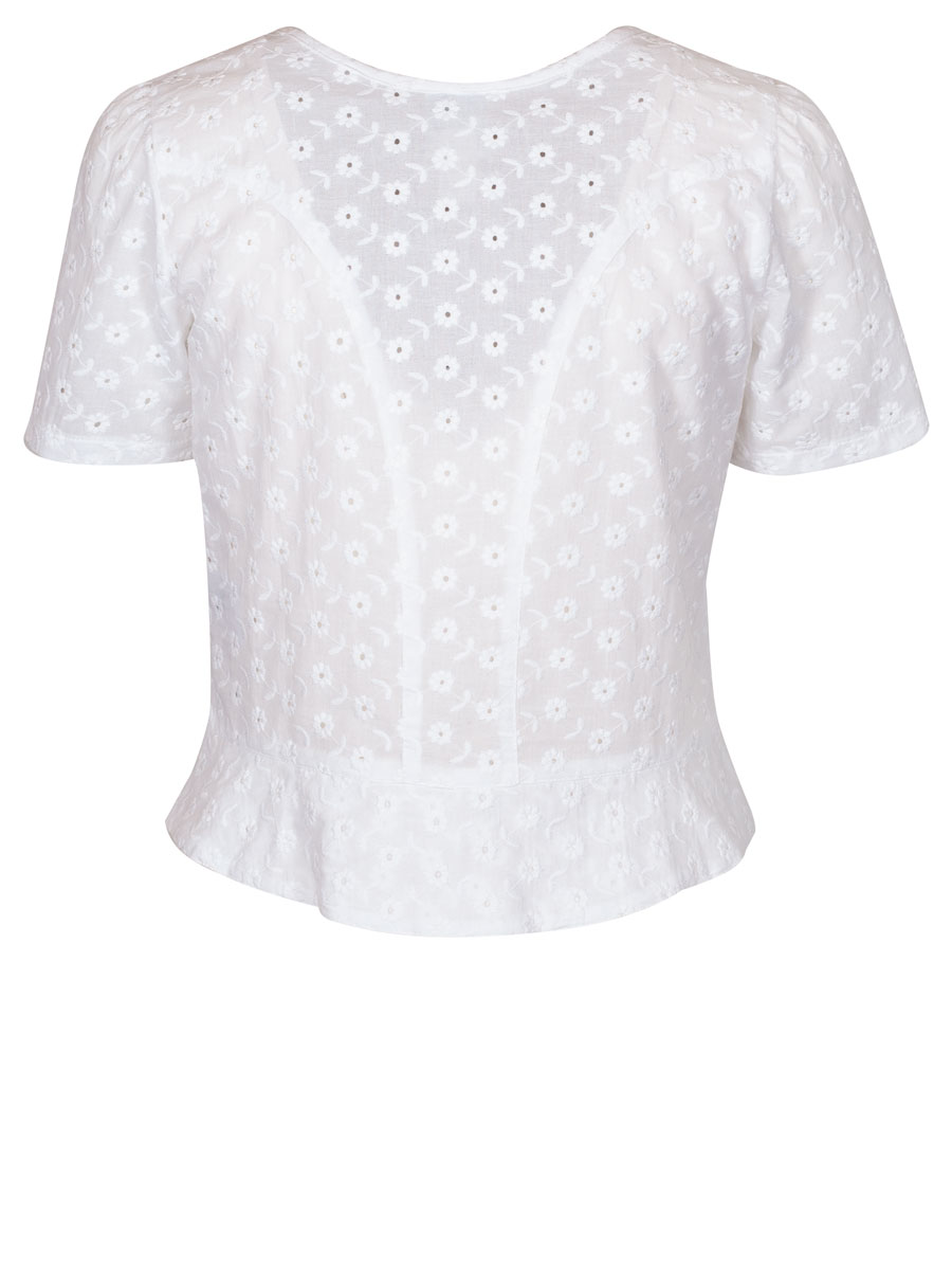 Hammerschmid Manuela Spenzerbluse, weiß, Kurzarm, in sich gemustert, Blümchen #2