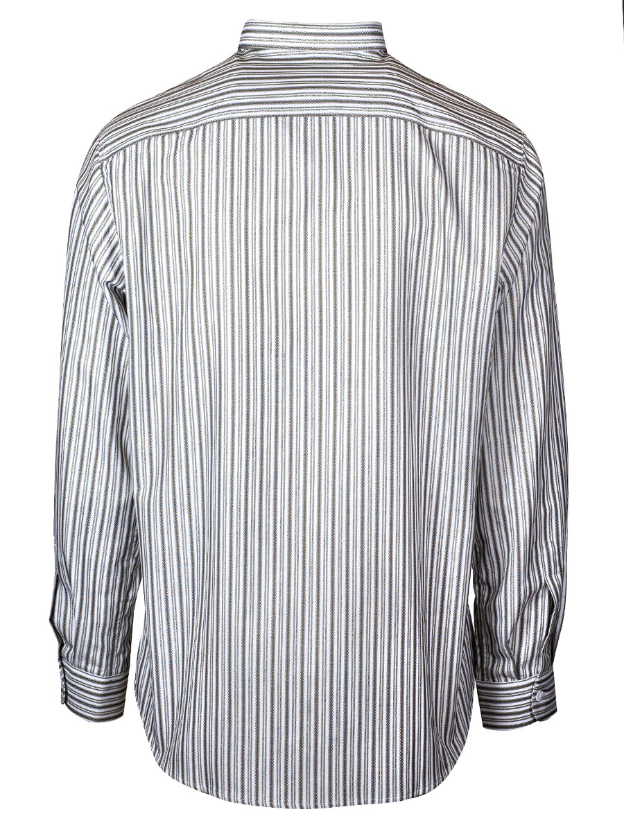 Arzberger Herrenhemd, grün-beige, gestreift, Liegekragen, Pfoad #3