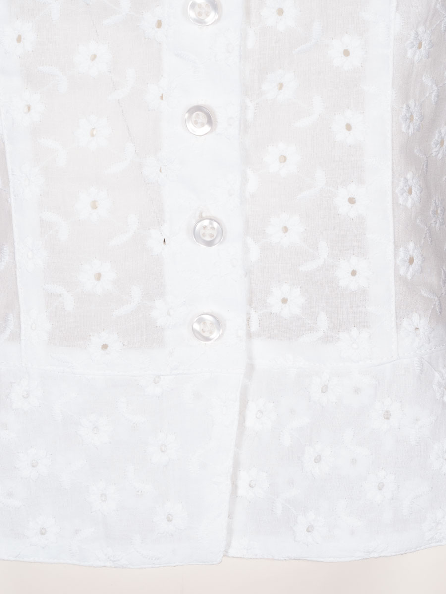 Hammerschmid Manuela Spenzerbluse, weiß, Kurzarm, in sich gemustert, Blümchen #3