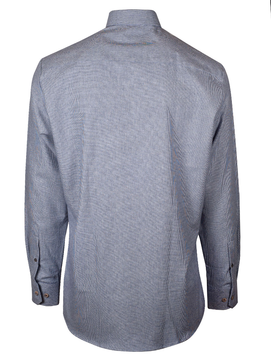 Johann Flanellhemd blau, Liegekragen, Biesen, Pfoad #3