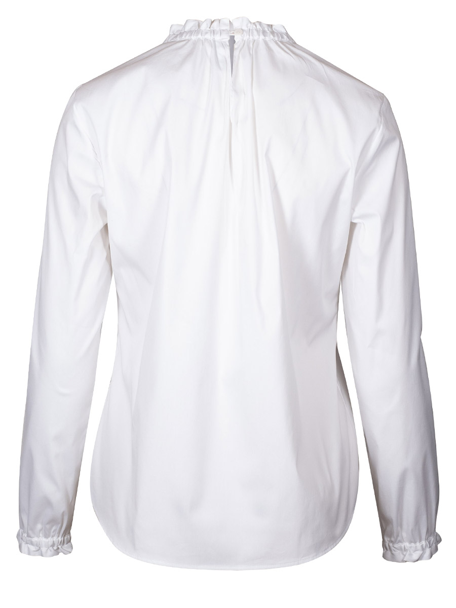 Wallmann Bluse weiß, Rüschenkragen, Langarm #3