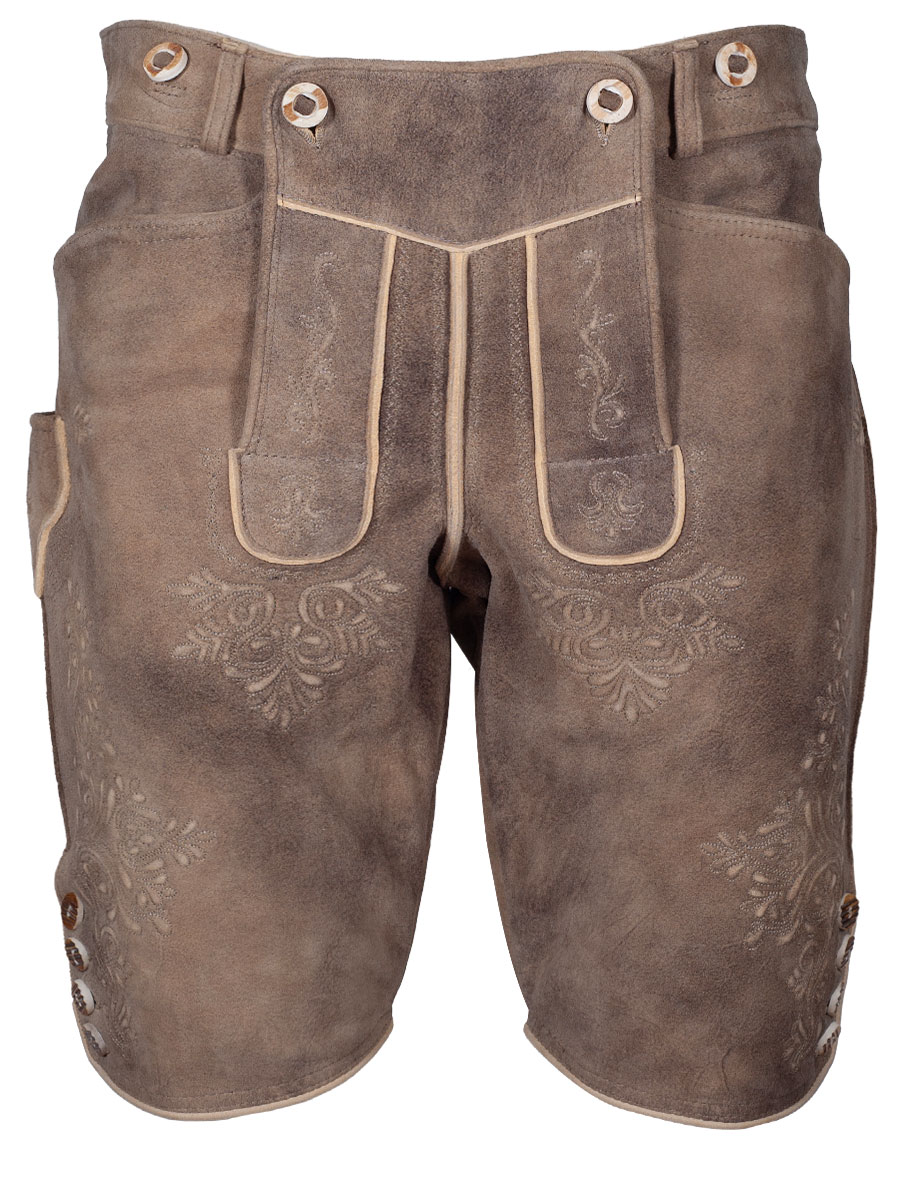 Weinbauer Kurze Lederhose Kaiser, Ziegenvelour, inka, heller Stick #1