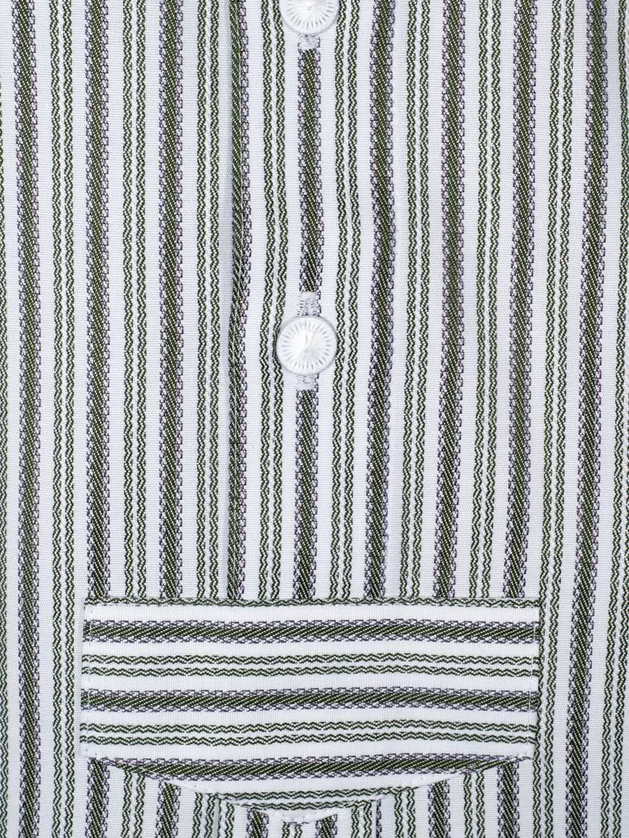 Arzberger Herrenhemd, grün-beige, gestreift, Liegekragen, Pfoad #4