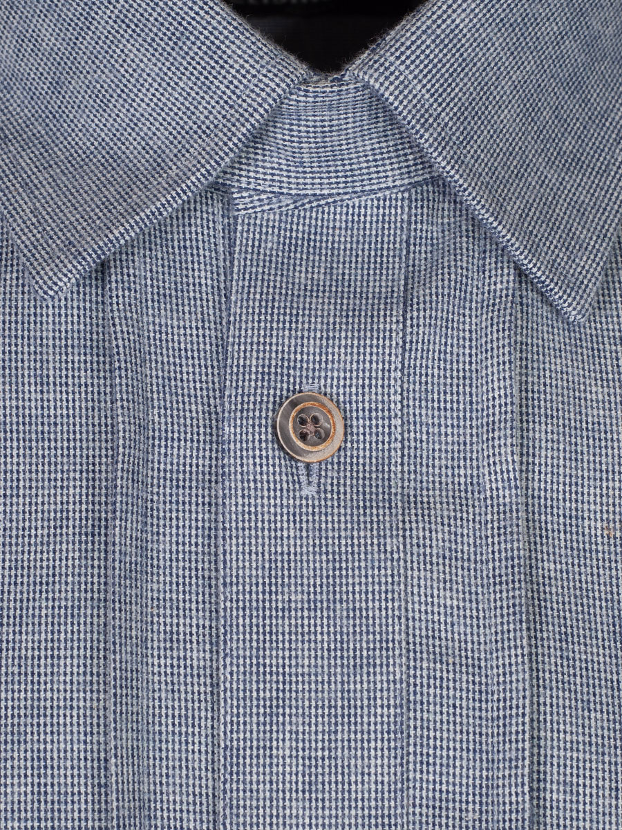 Johann Flanellhemd blau, Liegekragen, Biesen, Pfoad #2