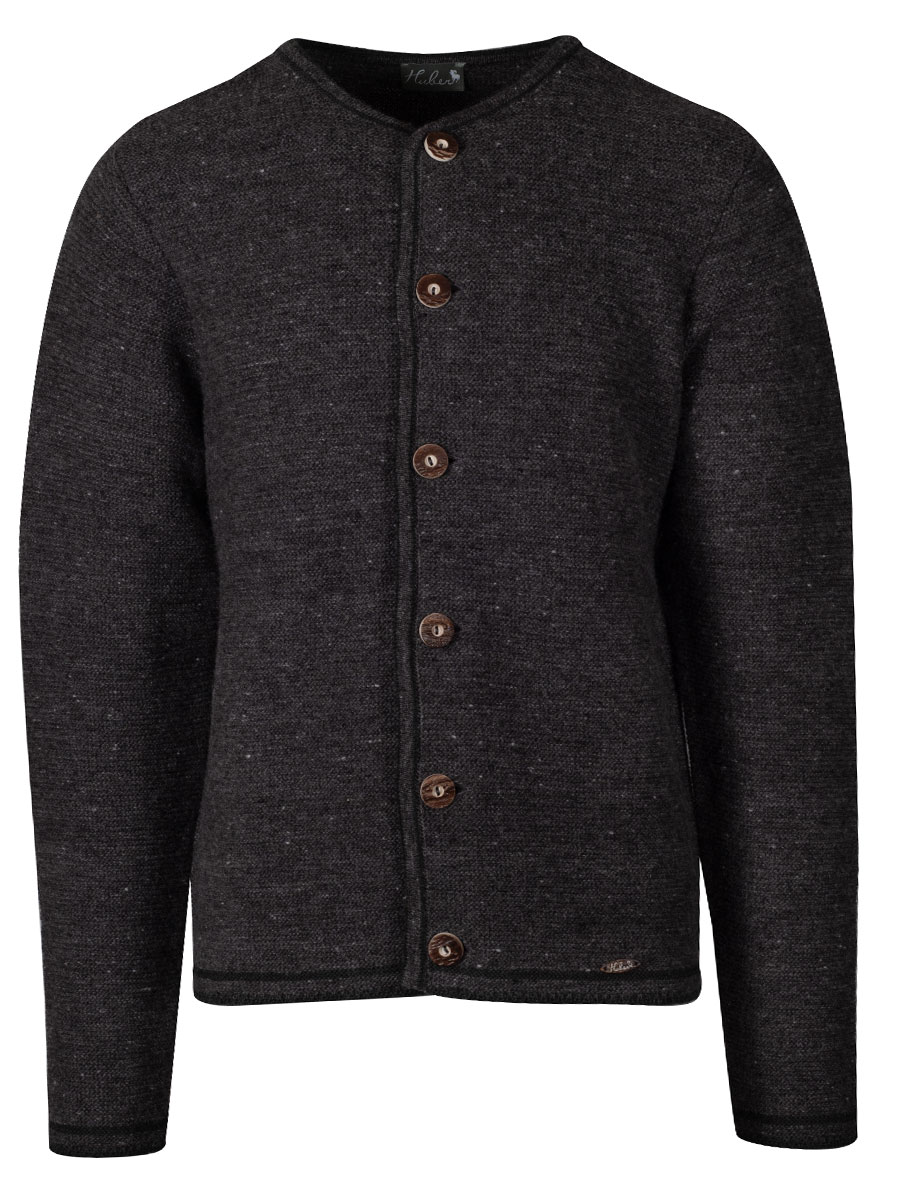 Huber Strickjacke Gerhard, anthrazit, grüne Einfassung, Hirschhornknöpfe #3