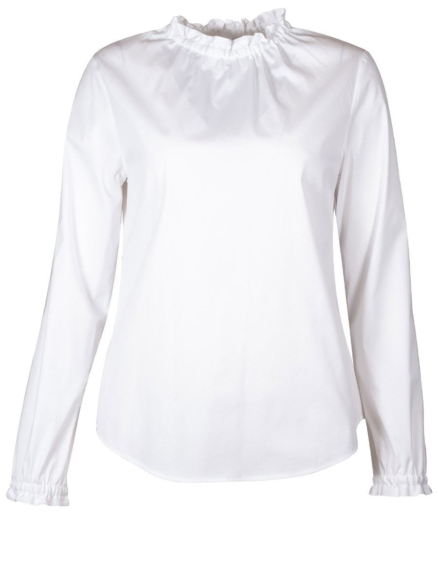 Wallmann Bluse weiß, Rüschenkragen, Langarm #1