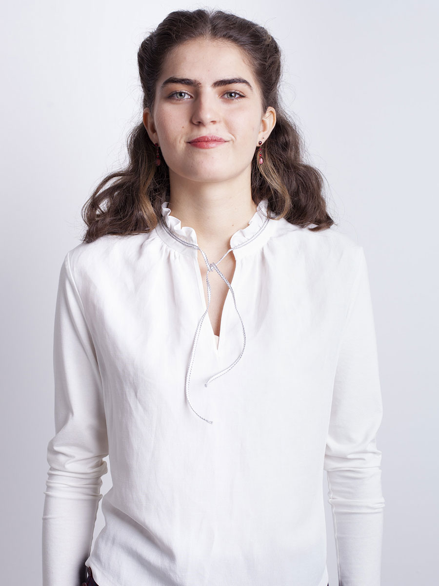 Die Rockmacherin Bluse Nele, naturweiß, hochgeschlossen, Rüschen #2