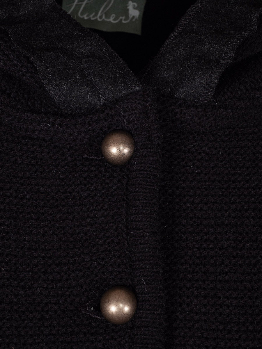 hausg'macht Kapuzen-Strickjacke Heike, schwarz, Rüschenborte #3