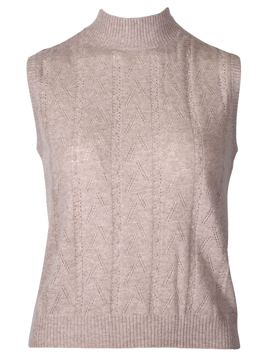 Feli und Hans Damen Strickpullunder Panja, sand, Zopfmuster #1