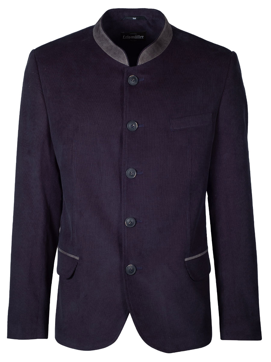 Schloß Orth Feincord Joppe Thaya, marine, grauer Kragen #1