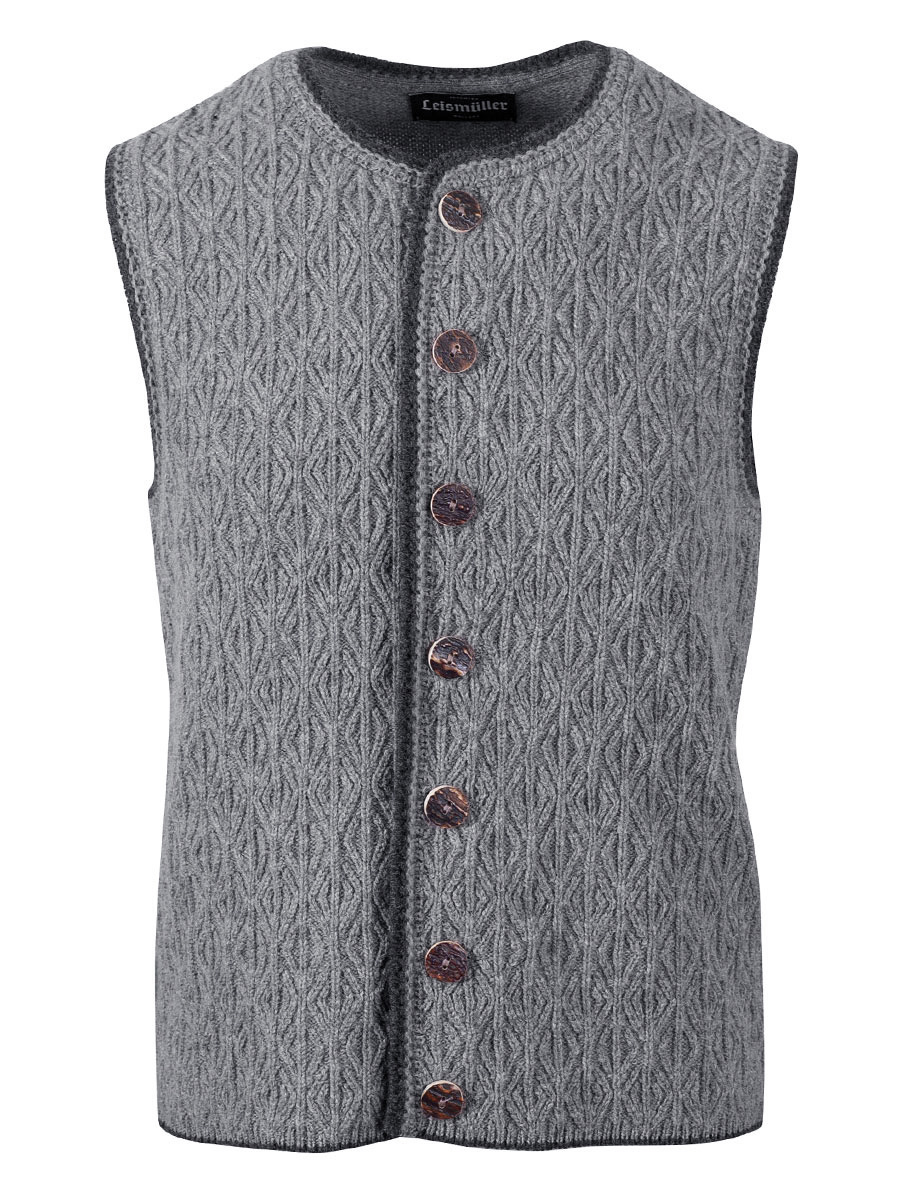 hausg'macht Strickweste Fridolin grau, Rautenmuster #1