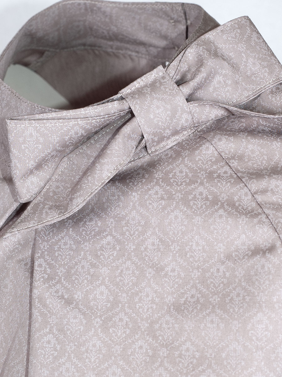 Anna Damenbluse, taupe, Stehkragen, Schleife #2