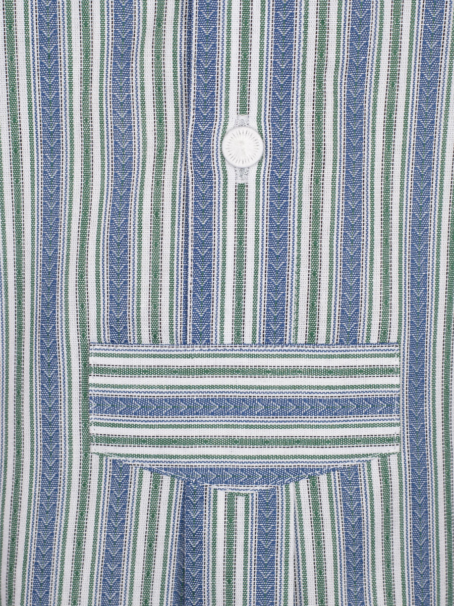 Arzberger Herrenhemd, blau-tanne, gestreift, Liegekragen, Pfoad #3