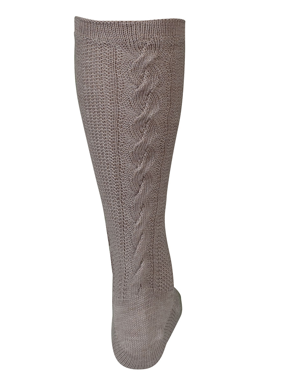 Lusana Kniestrumpf beige Handzopf, perfekte Passform #2