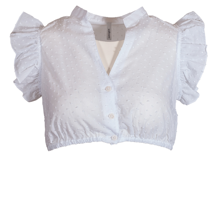 Wallmann Dirndlbluse weiß, V-Ausschnitt, Flügelarm #1