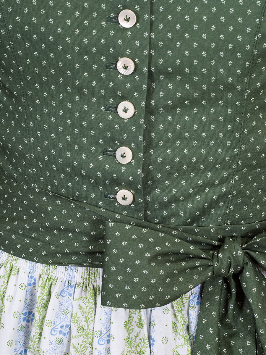hausg'macht Baumwolldirndl Koflersee, grün, weiße Schürze mit Blumen, Stretch, 80cm #5