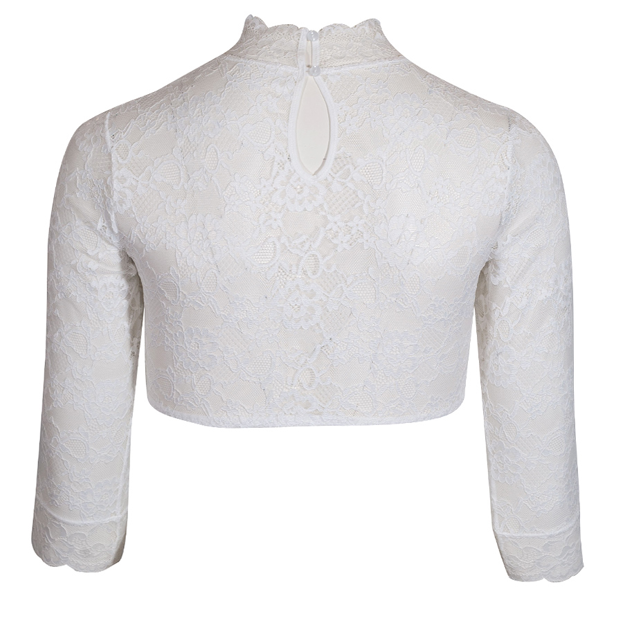 Susa Dirndlbluse ecrue, hochgeschlossen, Spitze, Langarm #2