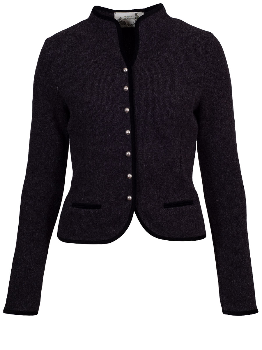 Astrifa Strickjacke Bairach, grau mit Samteinfassung, Kelchkragen, elegant #1