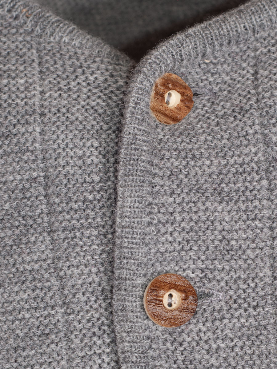 Huber Strickjacke Gerhard, steingrau, Hirschhornknöpfe #3