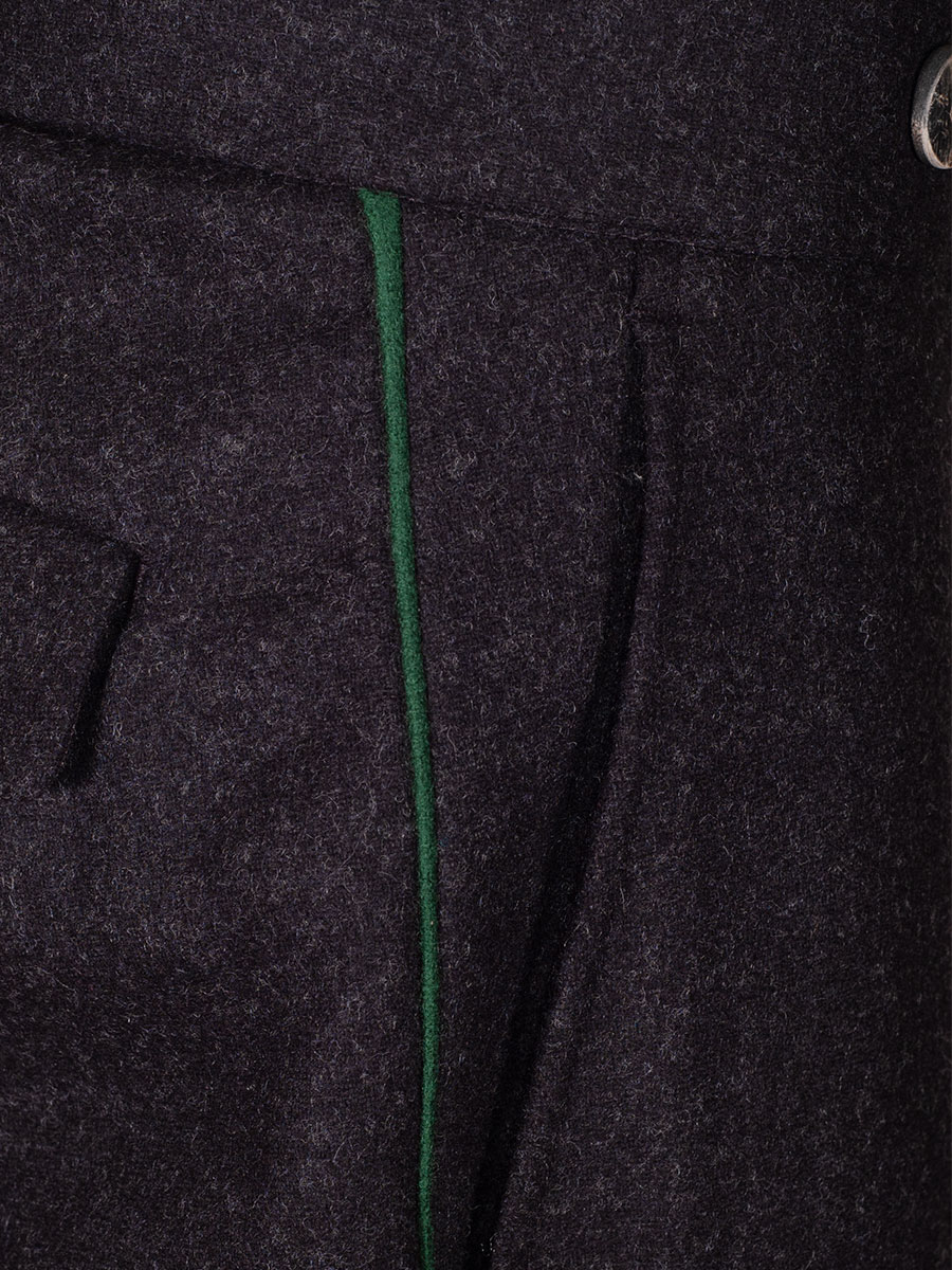 Kult Kluft Lodenhose Loisl, anthrazit, hellgrünes Seitenpaspol #2