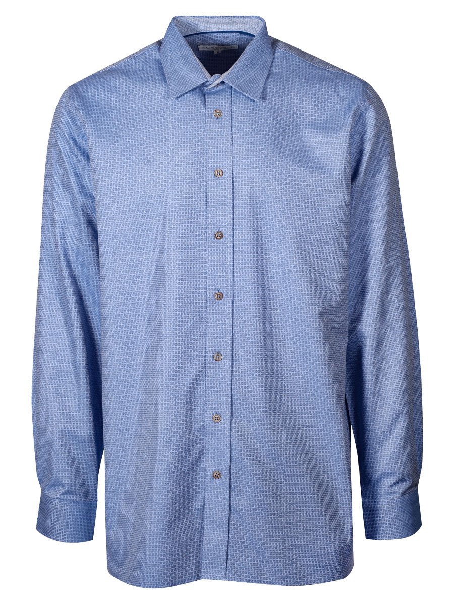 Waldorff Herrenhemd, blau, gemustert, Liegekragen, durchgeknöpft #1