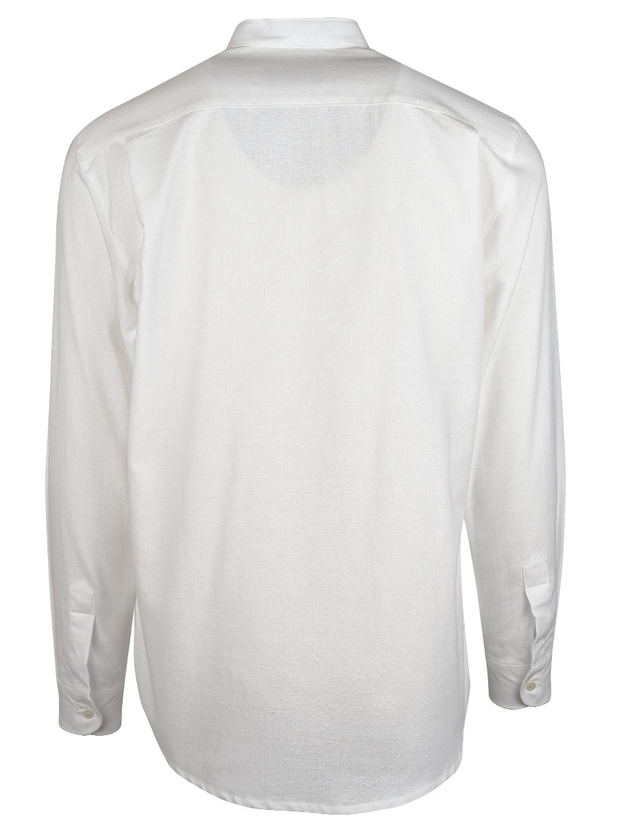 Orbis Trachtenhemd weiß, Leinenoptik, Stehkragen, Pfoad #3