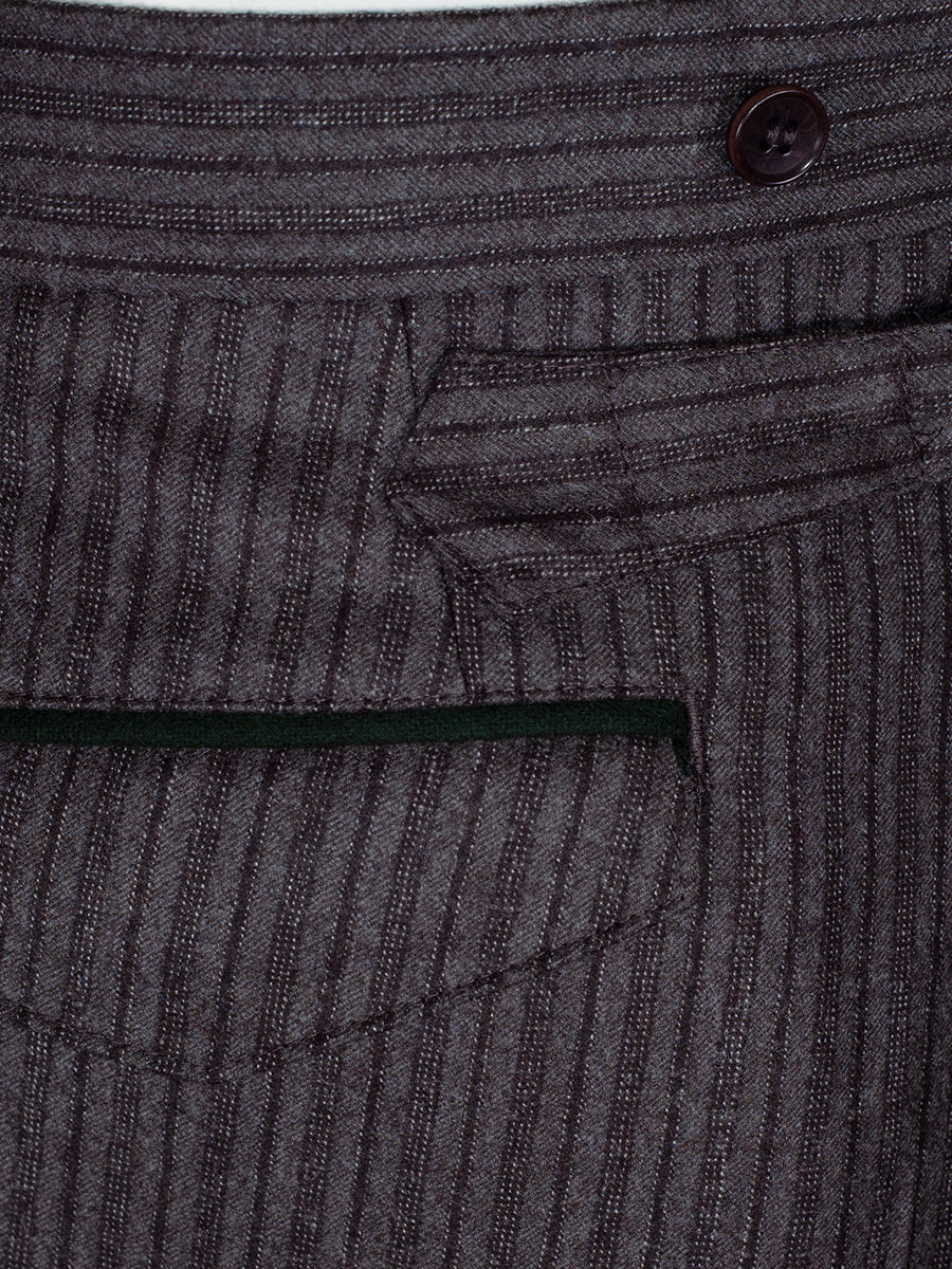 Viererspitz Stresemannhose Jakob, grau-braun, seitlich grünes Paspol #2