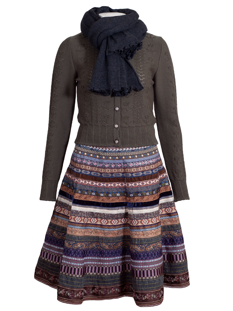 Lena Hoschek Strickjacke Rosi, moosgrün, kurz, Blumenstickereien, hochwertig #2